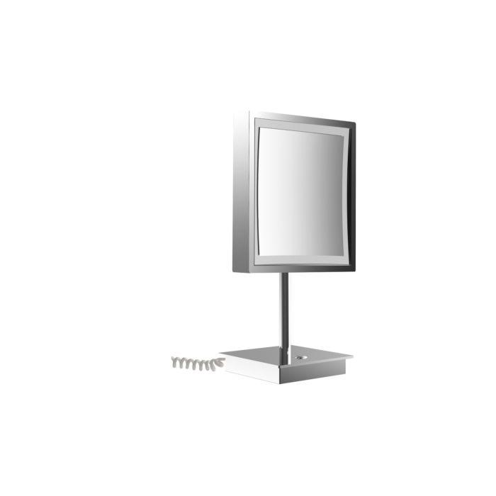 Emco Pure LED-Rasier-/Kosmetikspiegel 109406015 203 mm, eckig, Vergrößerung 3-fach, Standmodell, chrom