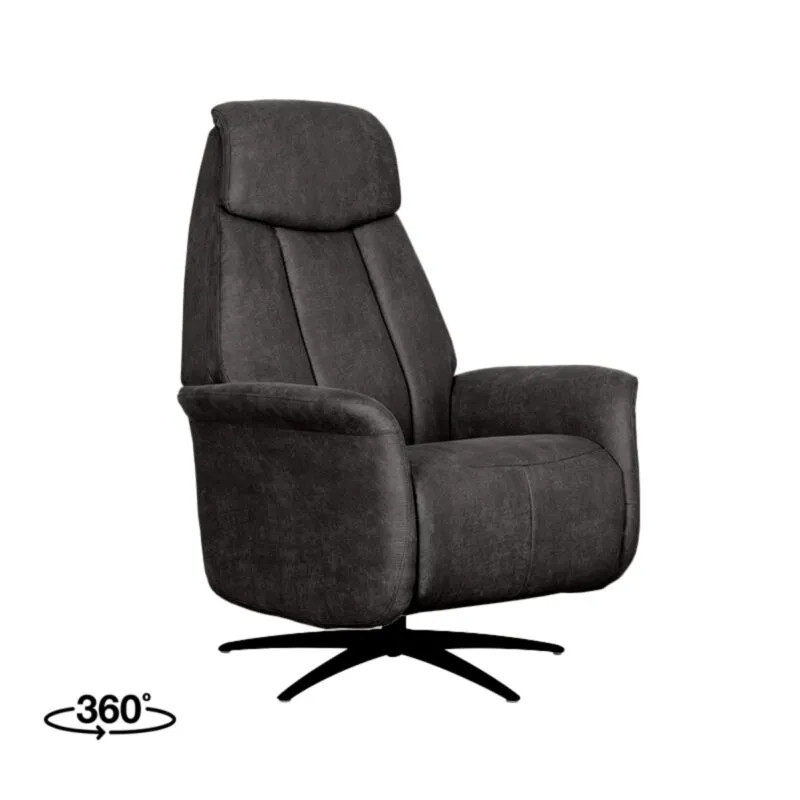 Label51 Fauteuil Oslo Relaxstoel - Antraciet - Micro Suede - 1-Motorig