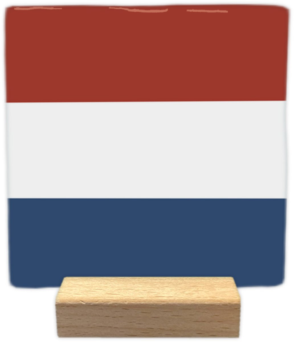 Nederland Keramische decoratietegel met houten presenteerblok
