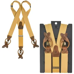 Sir Redman Hosenträger Work Service Herren Damen mit Clips und Lederlaschen für Knöpfe (ochre - ocker gelb)