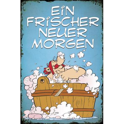 Metallbild LUCKYLINDE "Obelix Ein frischer neuer Morgen", bunt (farbe bild(er): bunt), B:20cm H:30cm T:0,2cm, Stahl, Bilder, Stahlschild 20x30 cm Wanddeko Bild zum Film "Kampf der Häuptlinge"