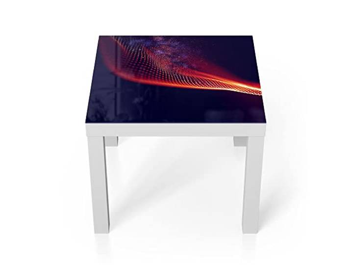 DEQORI Glastisch weiß klein 55x55 cm Motiv Gepunkteter Farbeffekt ausgefallener Beistelltisch aus Glas Hochglanz Couchtisch fürs Wohnzimmer moderner Couch Tisch mit Design