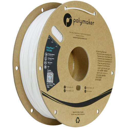Polymaker PD02002 TPU90 Filament TPU flexibel 1.75mm 750g Weiß PolyFlex 1St.