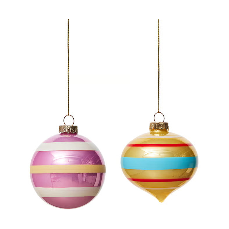 OYOY Vintage Kerstbal No. 1 Set van 2 - Multi