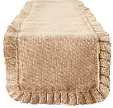 DII Natural Ruffle Trim Jute Table Runner, 14x72 inch