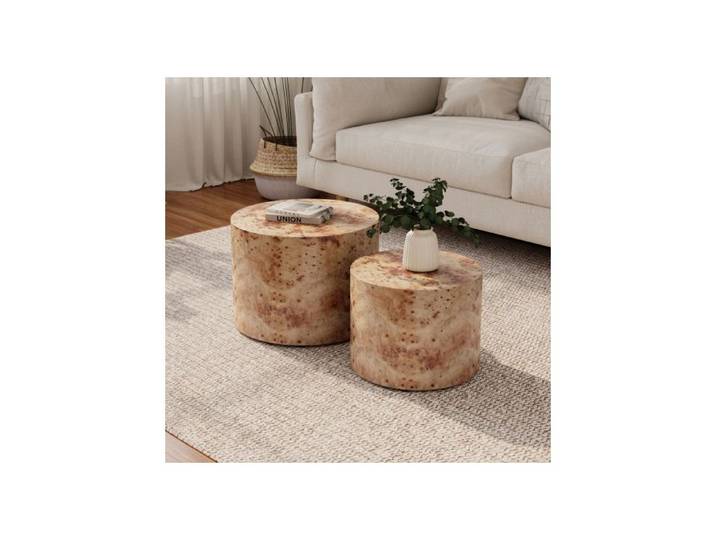 Lot de 2 tables basses emboîtables table basse ronde moderne tables d'appoint rondes en bois natural wood TABLE BASSE