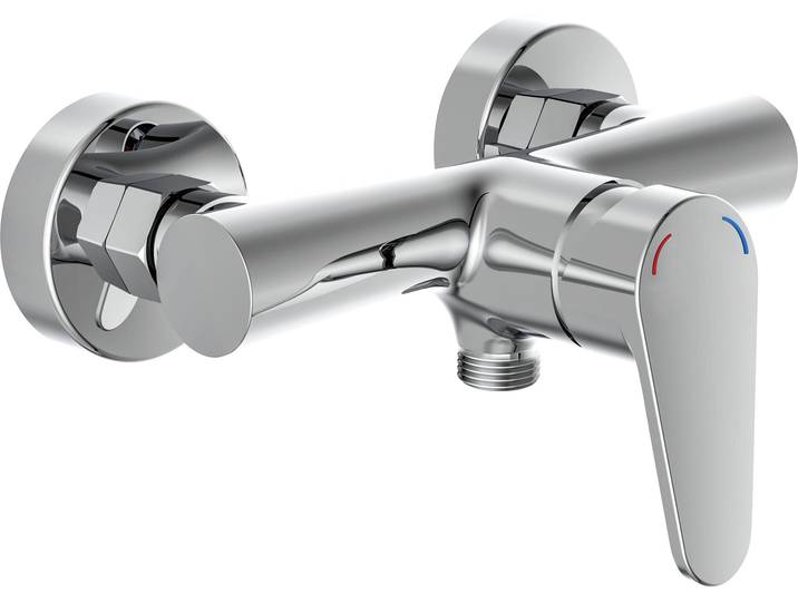 Duscharmatur SCHÜTTE PICO , silber (chrom), B:21,5cm H:10cm, Messing, Armaturen, Duscharmatur, Eco-Click-Funktion, bis 50% Wasserersparnis, einstellb. Verbrühschutz