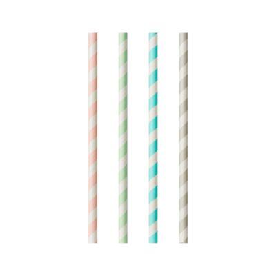 Trinkhalme Papstar Stripes, Einweg, L 200 x Ø 6 mm, aus FSC®-zertifiziertem Papier, farbsortiert, 100 Stück
