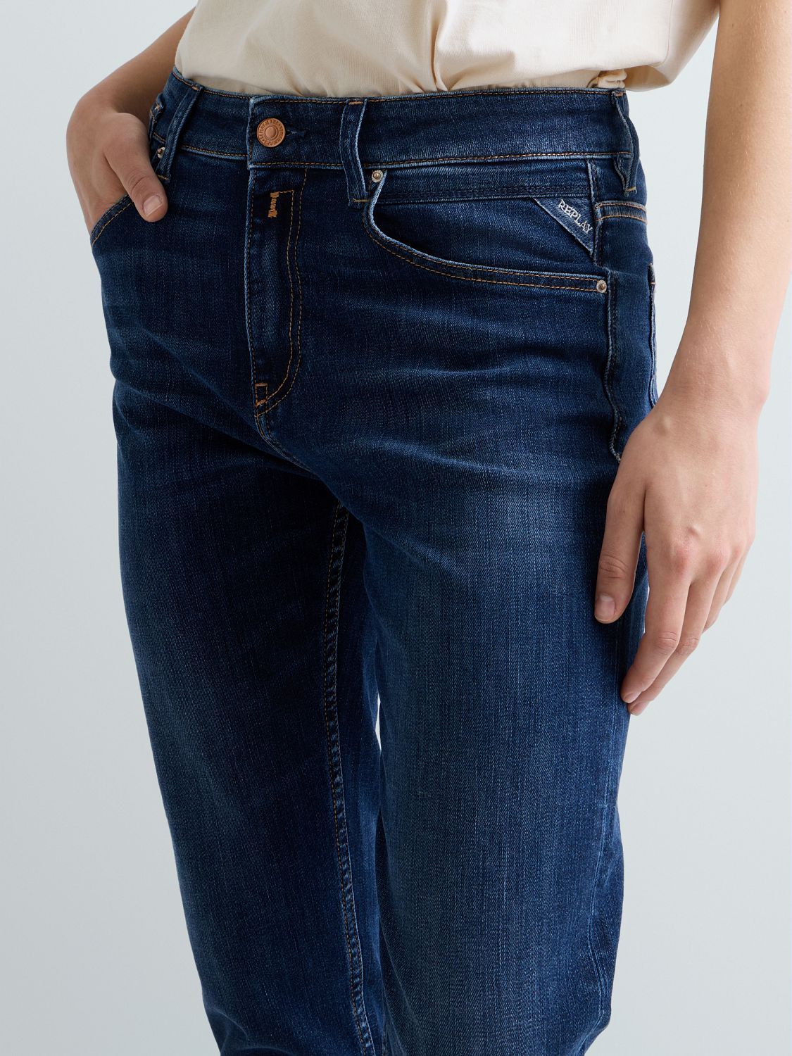 Slim-fit-Jeans REPLAY "MARTY", Damen, Gr. 27, Länge 30, blau (dunkelblau), Denim/Jeans, Obermaterial: 98% Baumwolle, 2% Elasthan, slim fit lang, Jeans Slim-fit-Jeans, mit leichter Waschung dunkelblau 27, Länge 30