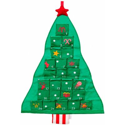Adventskalender OTTO HOME "Weihnachtsbaum mit dekorierten Taschen, wiederverwendbar", grün, B:68cm H:120cm T:1,5cm, Baumwolle, Holz, Polyester, Adventskalender, aus Stoff, ca. 120x68cm, zum Hängen an Türen und Wänden