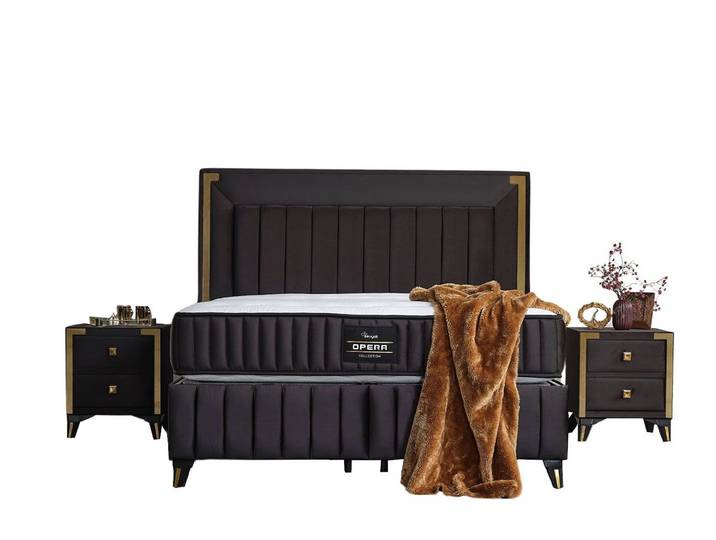 Villa Möbel Boxspringbett Opera (Bett (ohne Matratze), Liegefläche 100x200), Bettkasten mit XXL Stauraum und Gasdruckfedern für einfache Handhabung