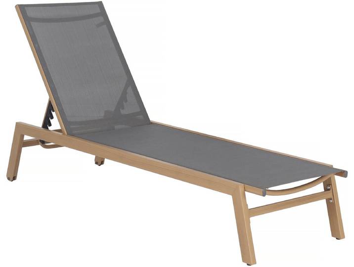 Bain de soleil en aluminium imitation bois Elysia - Gris