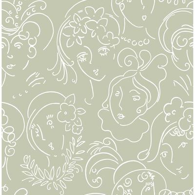NuWallpaper Lovely Green Ladies Who Lunch Novelty Peel & Stick Wallpaper