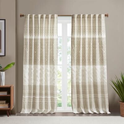 Ink and Ivy "INK+IVY Mila Cotton Printed Window Panel with Chenille detail and Lining 50""W x 84""L"
