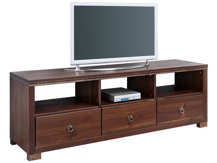 TV-Board GOODPRODUCT Gotland , braun (dunkelbraun), B:147cm H:51cm T:40cm, Sideboards, TV-Board, Breite 147 cm, mit Schubladen und offenen Fächern, Massivholz, FSC