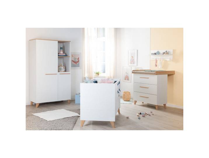 Roba Babyzimmer Leon 3-teilig, Weiß, Honigeiche, Holz, Holzwerkstoff, Holz Optik, Rechteckig, eckig, 100x180x52 cm, Baby- und Kindermöbel, Babyzimmer