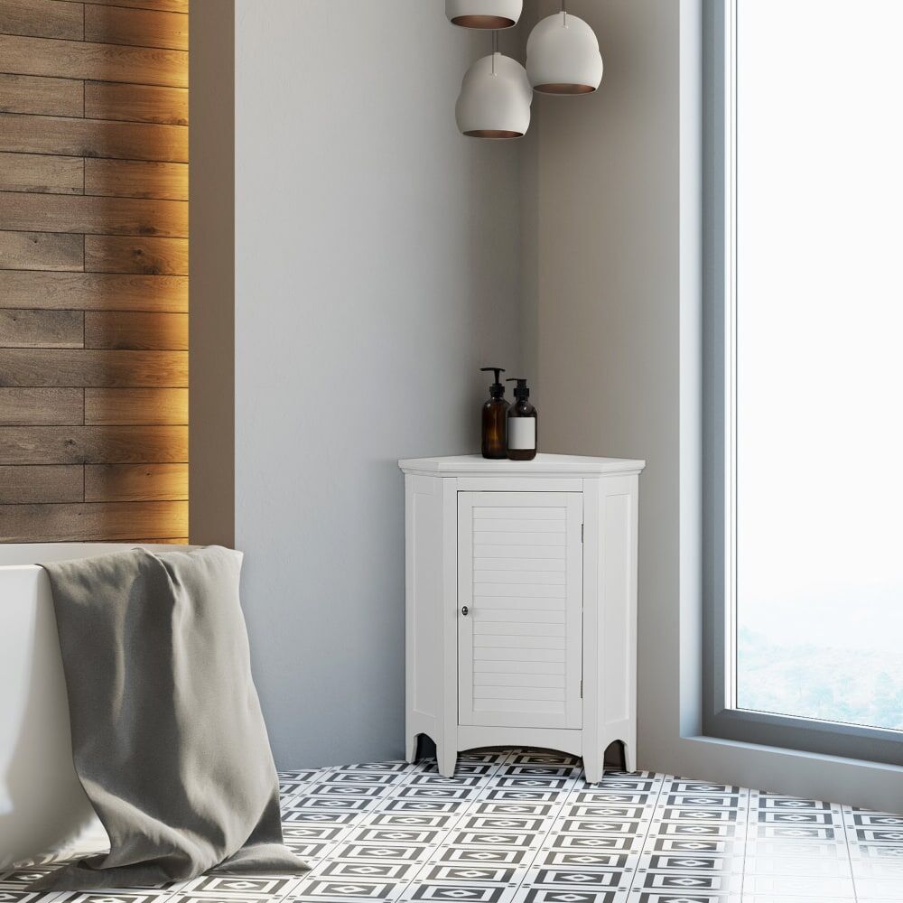 Teamson Armoire d angle en bois, blanche Blanc 63x81x45cm