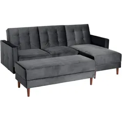 FUNKTIONSSOFA mit Hocker Katunia Samtvelours graphit