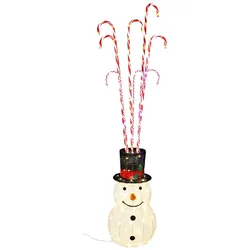WellHome - Schneemann mit Zuckerstangen mit warmen und mehreren LED-Lichtern, H.180cm