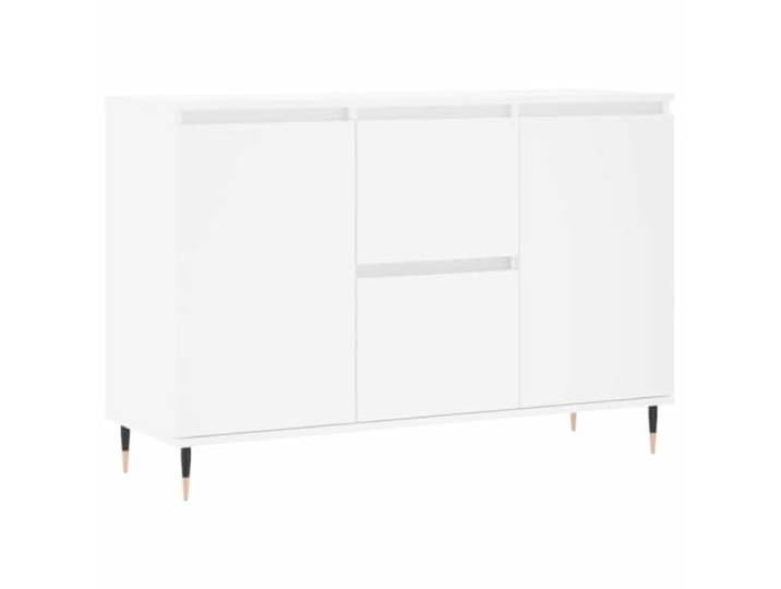 GHVBNMF Sideboard Weiß 101,5x35x70 cm Kommode Holzwerkstoff Schrank Vielseitige Kommode für Wohnzimmer und Schlafzimmer mit robusten Eisenbeinen, glatter Oberfläche und Kippsicherung.