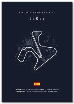 Inspired Finds F1 Racing Circuit Canvas Wall Art For Motorsport & Formula Racing Fans 7.87x11.81in Unframe jerez