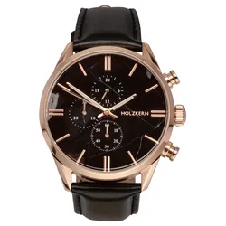 Holzkern Herren-Quarzuhr Chronograph Relational Marmor/Roségoldfarben