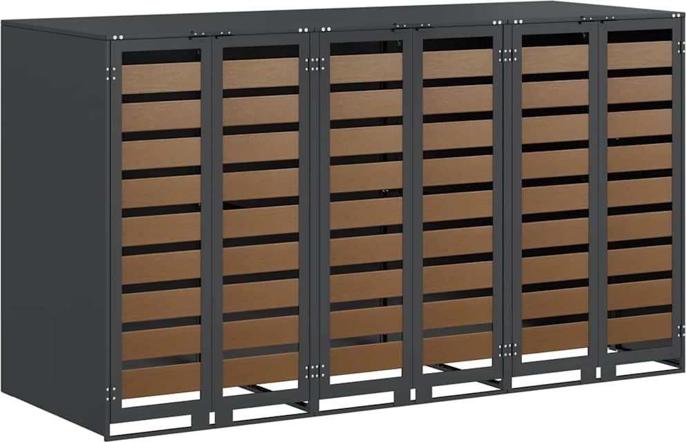 Wagenmüllbehälter für 3 Behälter 204 x 77,5 x 115,5 cm Stahl