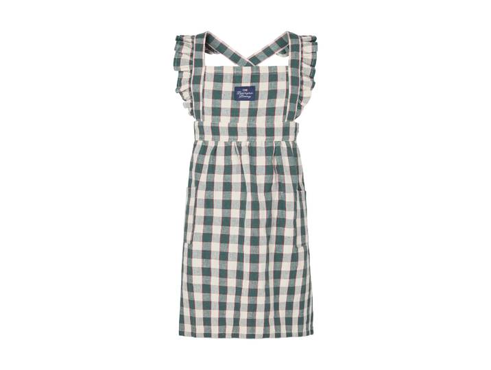 Lexington Tablier enfant Checked cotton linen Green-Light beige-rouge, 4-6 ans