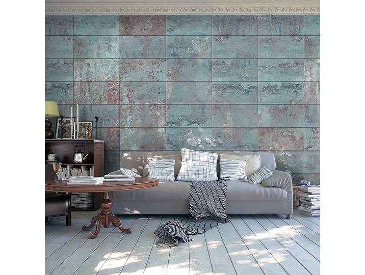 home24 Fotobehang Turquoise Concrete 50 x 1000cm 50 x 1000 cm