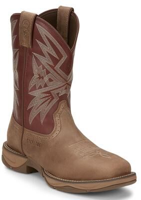 "Tony Lama Bartlett 11"" Square Steel Toe - Mens 8 Tan Boot D"