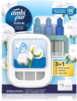 AmbiPur 3volution Cotton Flower ambientador elétrico com recarga 20 ml. 3volution Cotton Flower