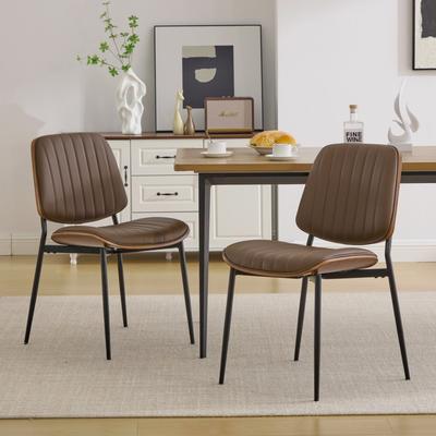 Ostweer Brown Leather Chair Side Chair Office Chair Accent Chair Meeting Room Chair Set of 2 Upholstered Chair