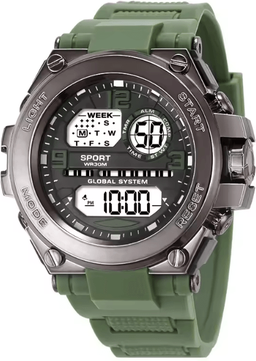 Inspire Essentials Mens Multifunction LED Sports Watch Waterproof Luminous green