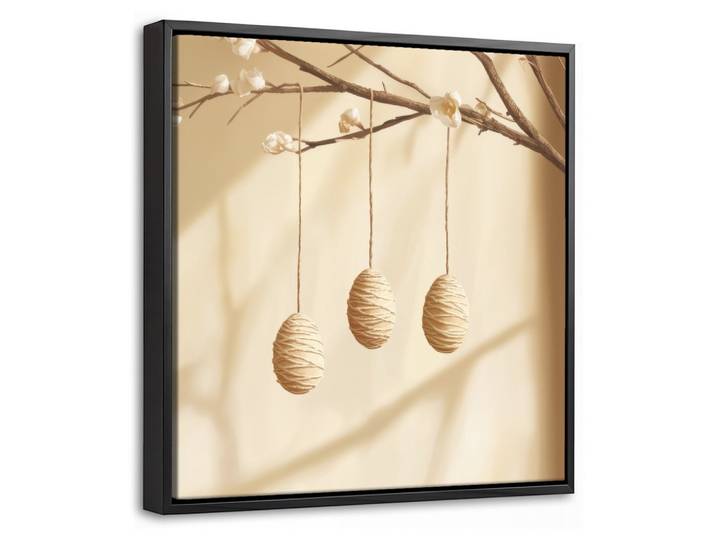LEINWAND Bilder mit Rahmen - Beige - Osterkuchen - Eier - 20x20
