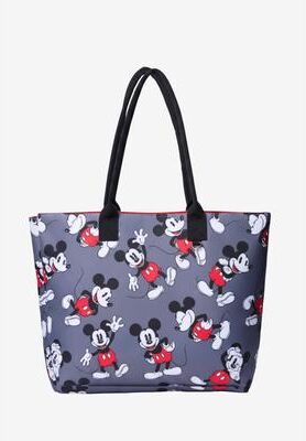 Women's Disney Mickey Mouse Tote Bag D-Ring Charm Hook Cordura Grey Travel by Disney in Gray (Size ONE SIZE)