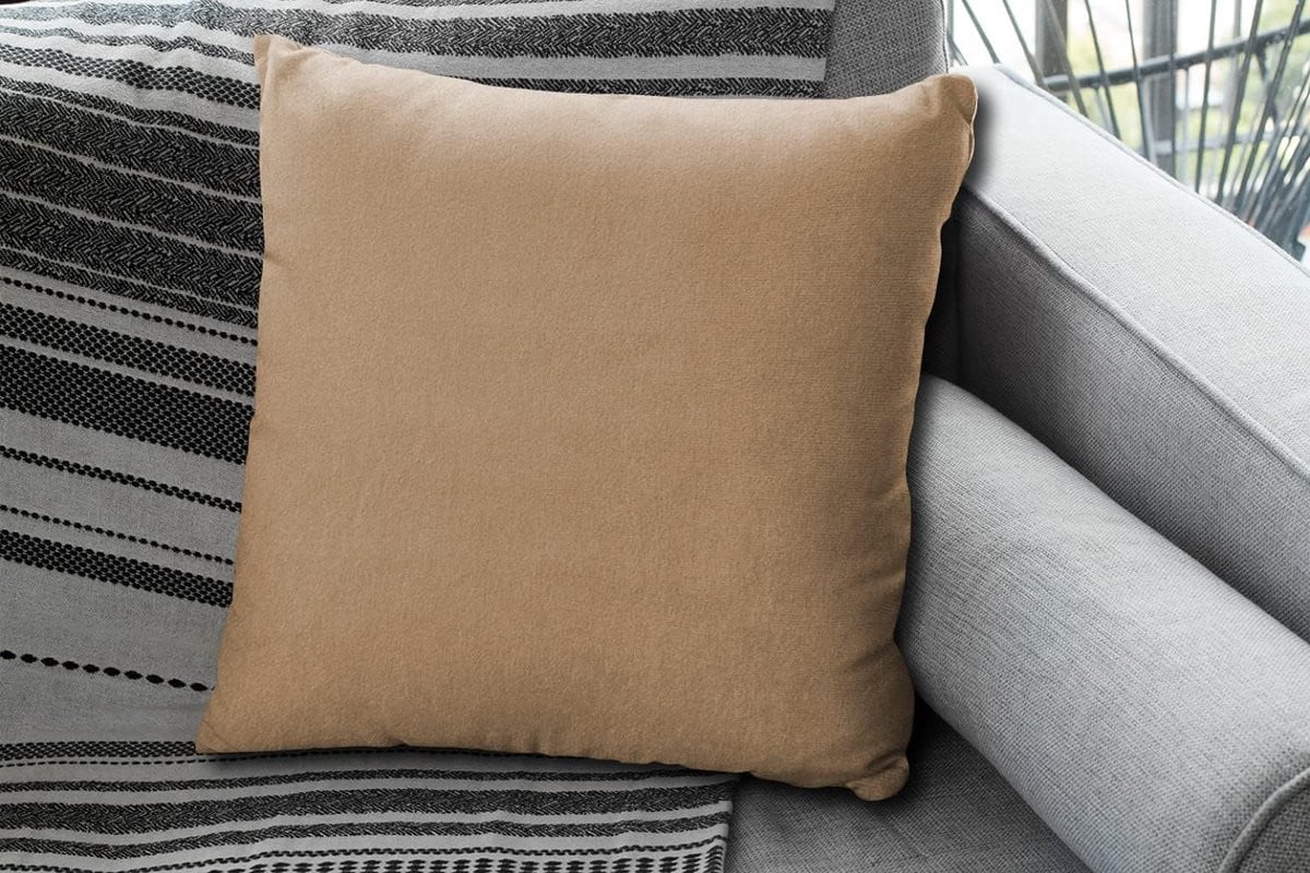 Decoratieve kussenhoes met stijlvolle print in beige, vierkant