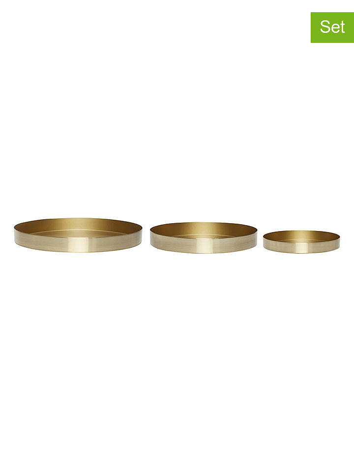 Hübsch 3er-Set: Tabletts ''Embrace'' in Gold - onesize