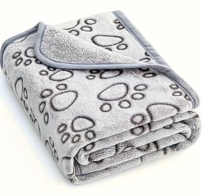 Uplift Picks Soft Fluffy Pet Blanket Warm Dog And Cat Blanket Cute Cartoon Pet Mat gray 76x104 Cm