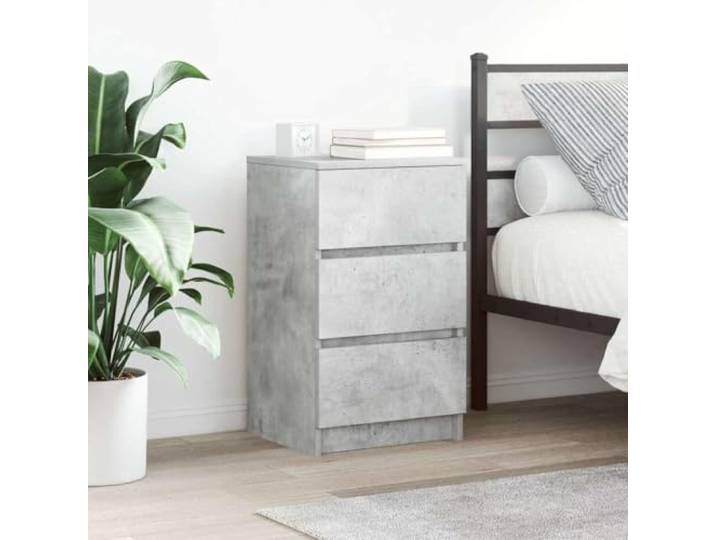 HEFZGDB Nachttisch mit 3 Schubladen Betongrau 39x35x65 cm Stauraum Schrank Kommode Holzwerkstoff Langlebig