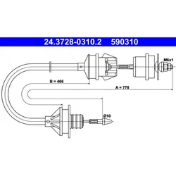 Seilzug Kupplungsbetätigung ATE 24.3728-0310.2 für Citroën Xantia Break