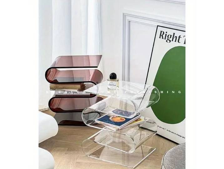 Étagère à livres transparente nordique en acrylique, Table d'appoint de personnalité, meubles de salon, décoration de maison, petite bibliothèque, porte-revues