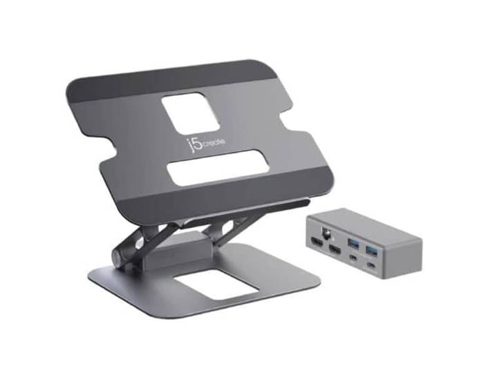 j5create JTS427-N Support pour Ordinateur Multi-Angle avec Dock et Double 4K