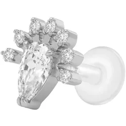 PTFE Labret mit Innengewinde + Titan-Aufsatz KRISTALLTROPFEN + KRISTALLE