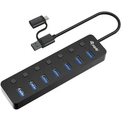 equip 128965 (USB-A, USB-C, 7 Ports), Dockingstation + USB Hub, Schwarz