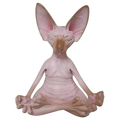 Neue Katze Figur Sphynx Meditation Statue Yoga Tier Katze meditieren Kunst Skulptur Mikro Dekoration Garten Home Office Ornament