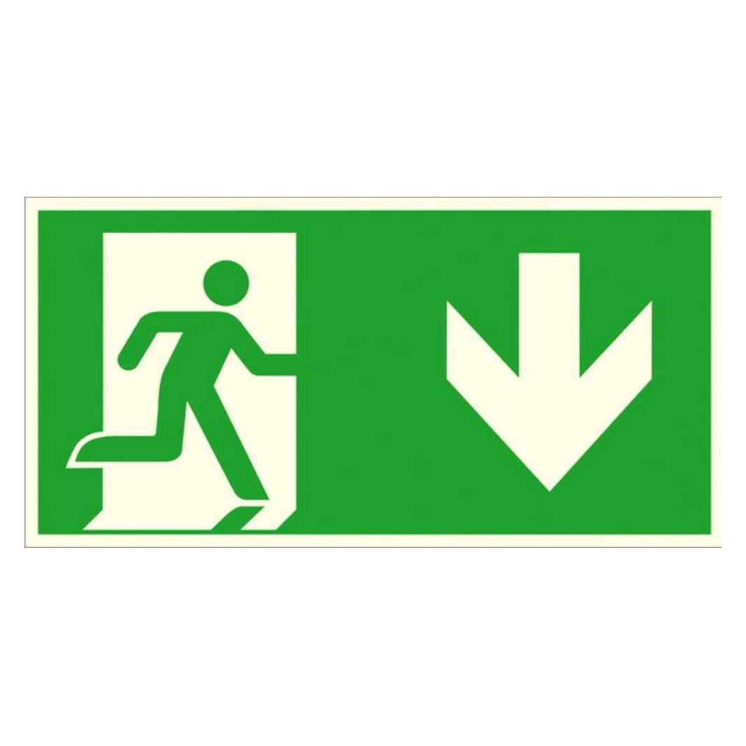 SafetyMarking Rettungszeichen-Aufkleber "Notausgang rechts, abwärts" rechteckig 30,0 x 15,0 cm (38.A1055)