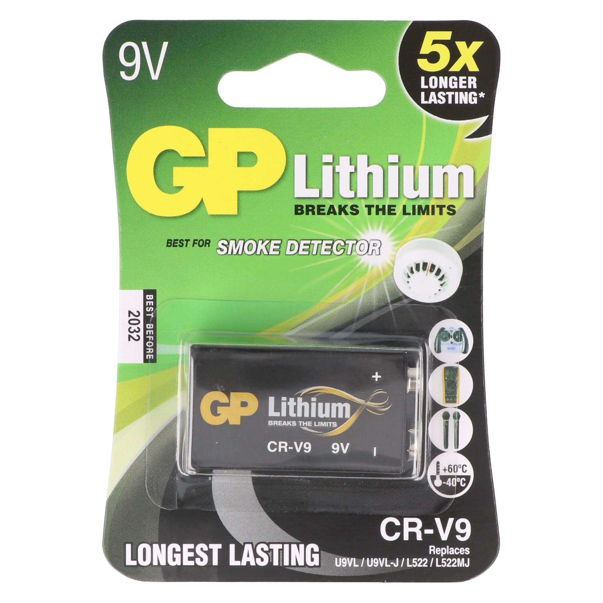 GP Batteries GP Batterie Lithium 9V (1 Stk., 9V Block, 800 mAh) (070.CRV9)