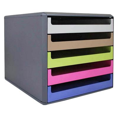 M&M Schubladenbox hellgrau, karamell, hellgrün, pink, blau 30057674BE, DIN A4 mit 5 Schubladen, 1 St.