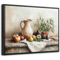 LEINWAND Bilder mit Rahmen - Obst - Kräuter - Ländlich - 40x30