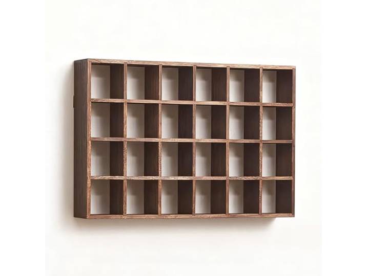 Blazea Tassenregal Wandregal aus Holz für Teetassen und Untertassen, Rustikaler Kaffeetassenständer, Dekorativer Tassenhalter zur Wandmontage, Schwebende Vitrinenregale(4x6 24 Slots)